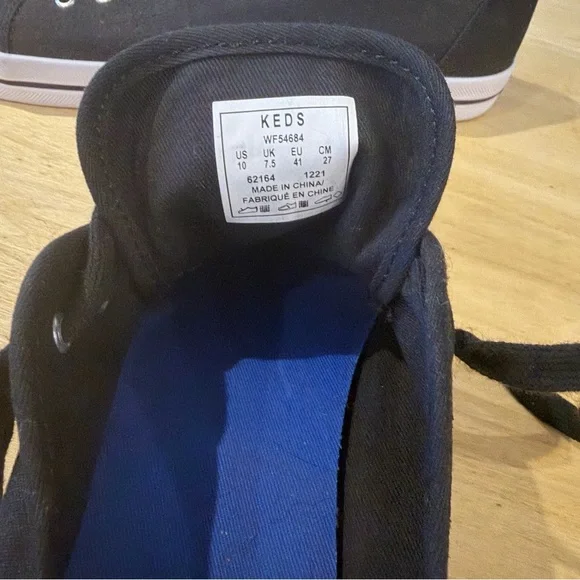 Women’s Keds Black Canvas Sneakers White Soles Black Stripe, Black Laces NWOT - Picture 3 of 6